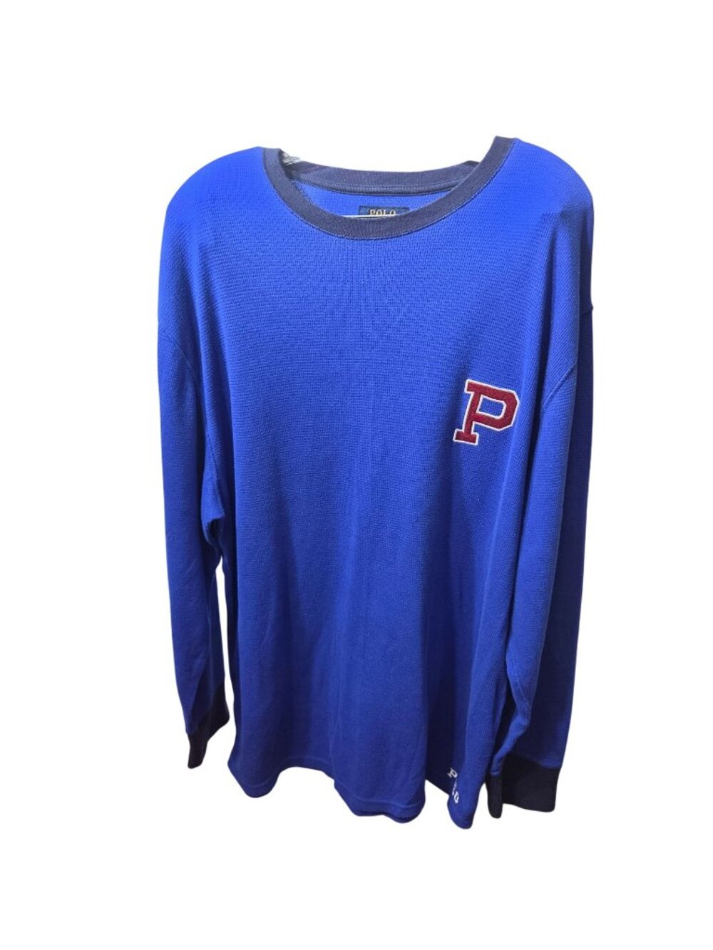 Polo Ralph Lauren Mens Blue Long Sleeve 3X Sleepwear Top With P Logo Embroidery